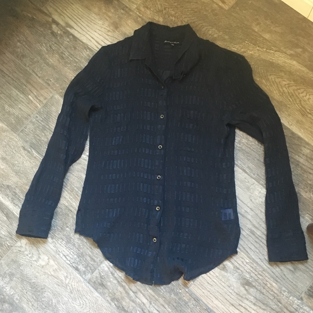 Navy Blue Sheer Silk Blouse from Madewell